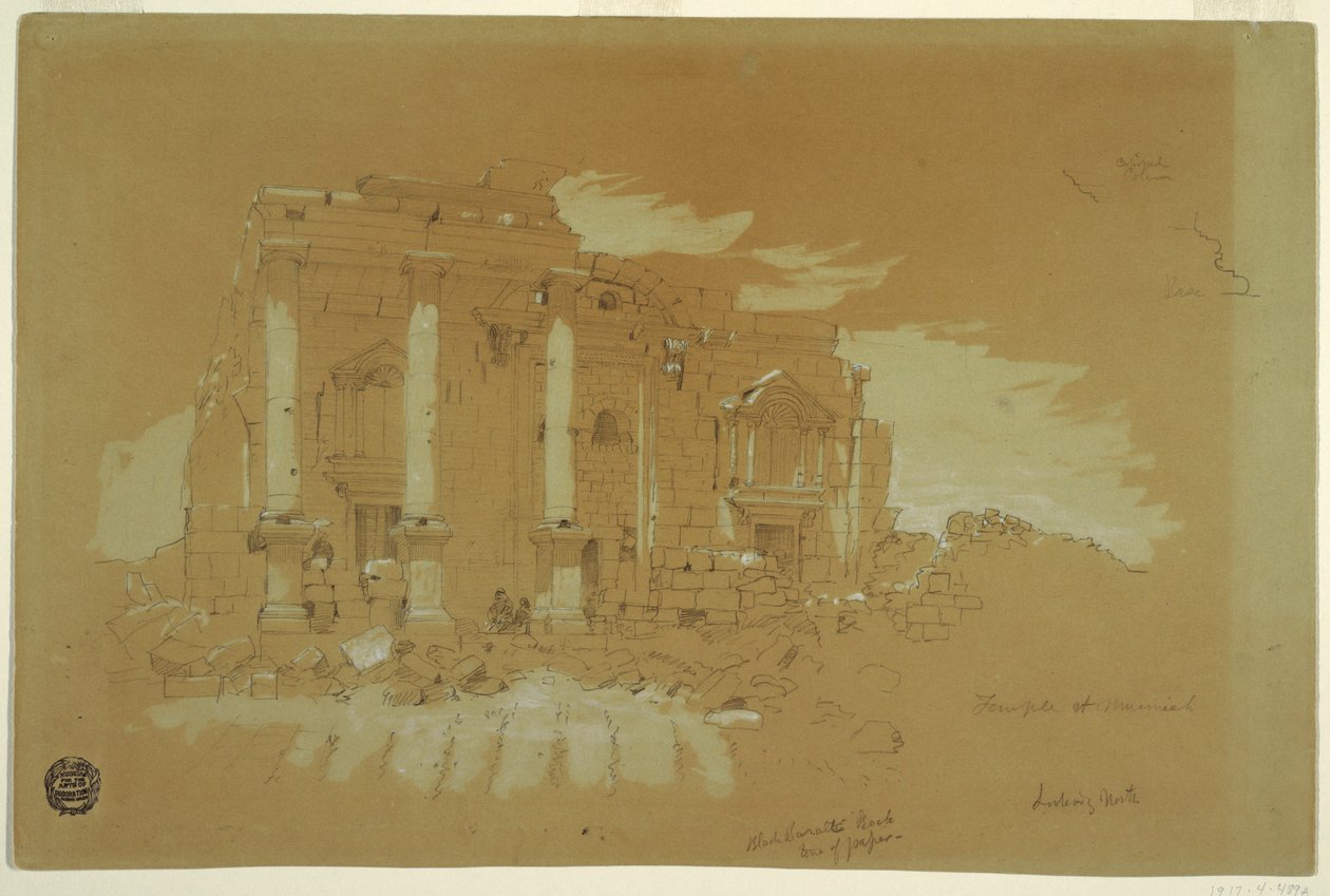 Desenho, Templo de Mismiyeh, Síria, 28 de abril de 1868 de Frederic Edwin Church