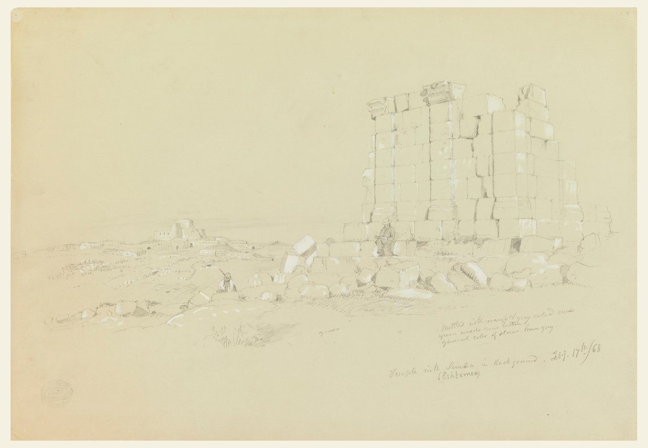 Desenho, Templo com Semua [atual as-Samu] ao longe, 17 de fevereiro de 1868 de Frederic Edwin Church