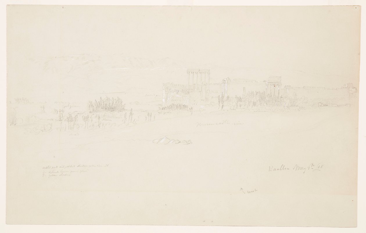 Desenho, Templos, Baalbek, 6 de maio de 1868 de Frederic Edwin Church