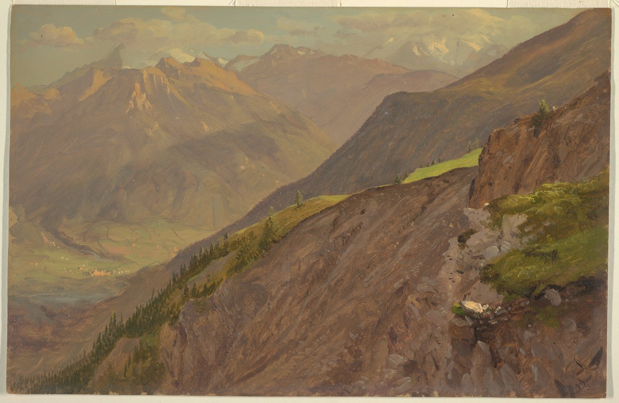 Desenho, O Goell e Watzmann, perto de Berchtesgeden, 1868 de Frederic Edwin Church