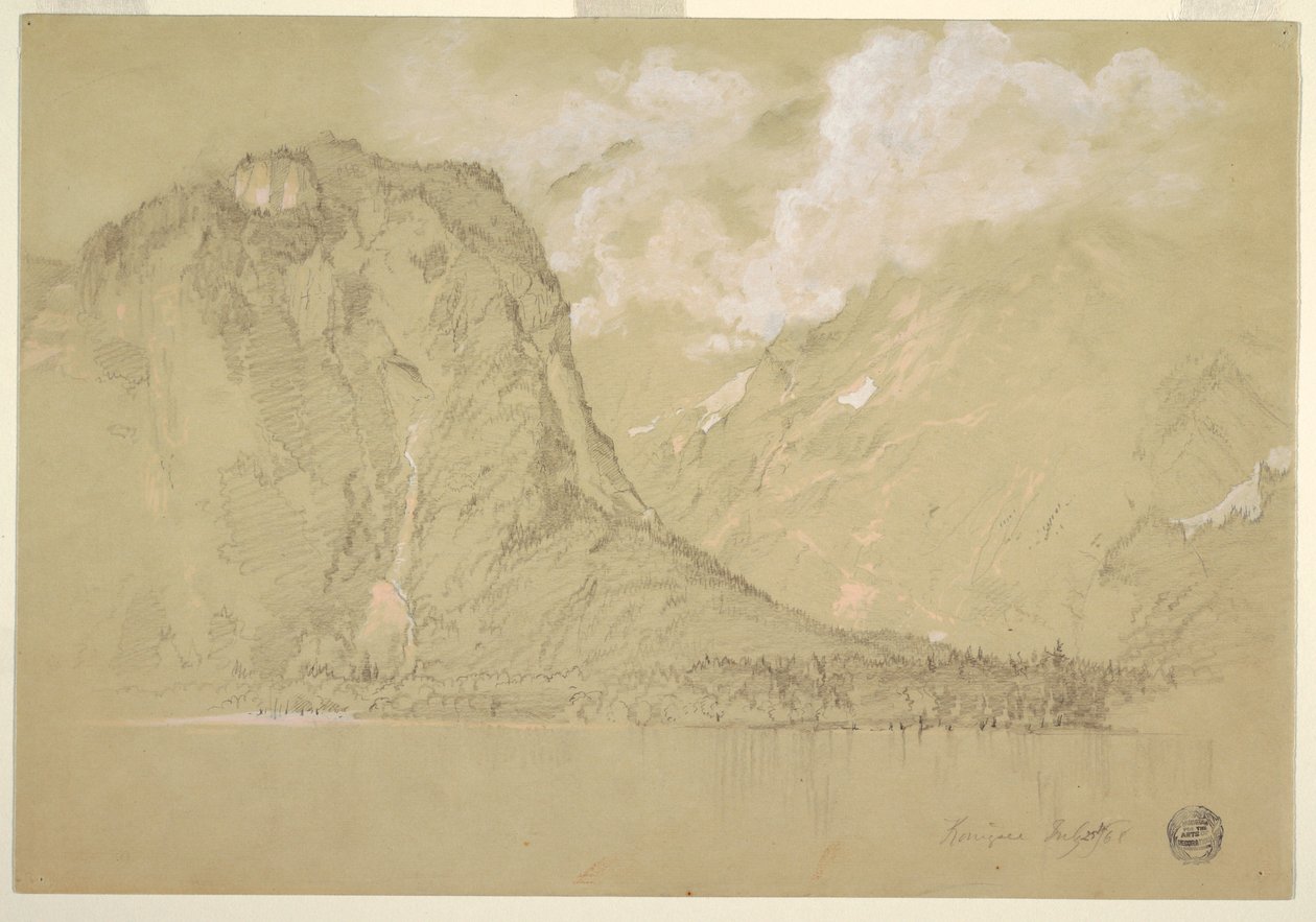 Desenho, O Königssee e as cataratas de Schrainbach, julho de 1868 de Frederic Edwin Church