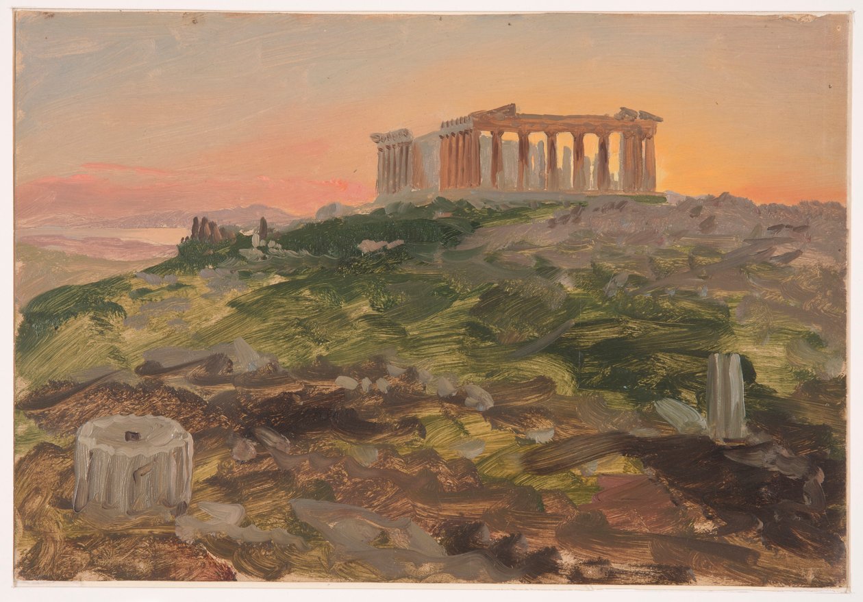 Desenho, O Pártenon visto do sudeste, abril de 1869 de Frederic Edwin Church