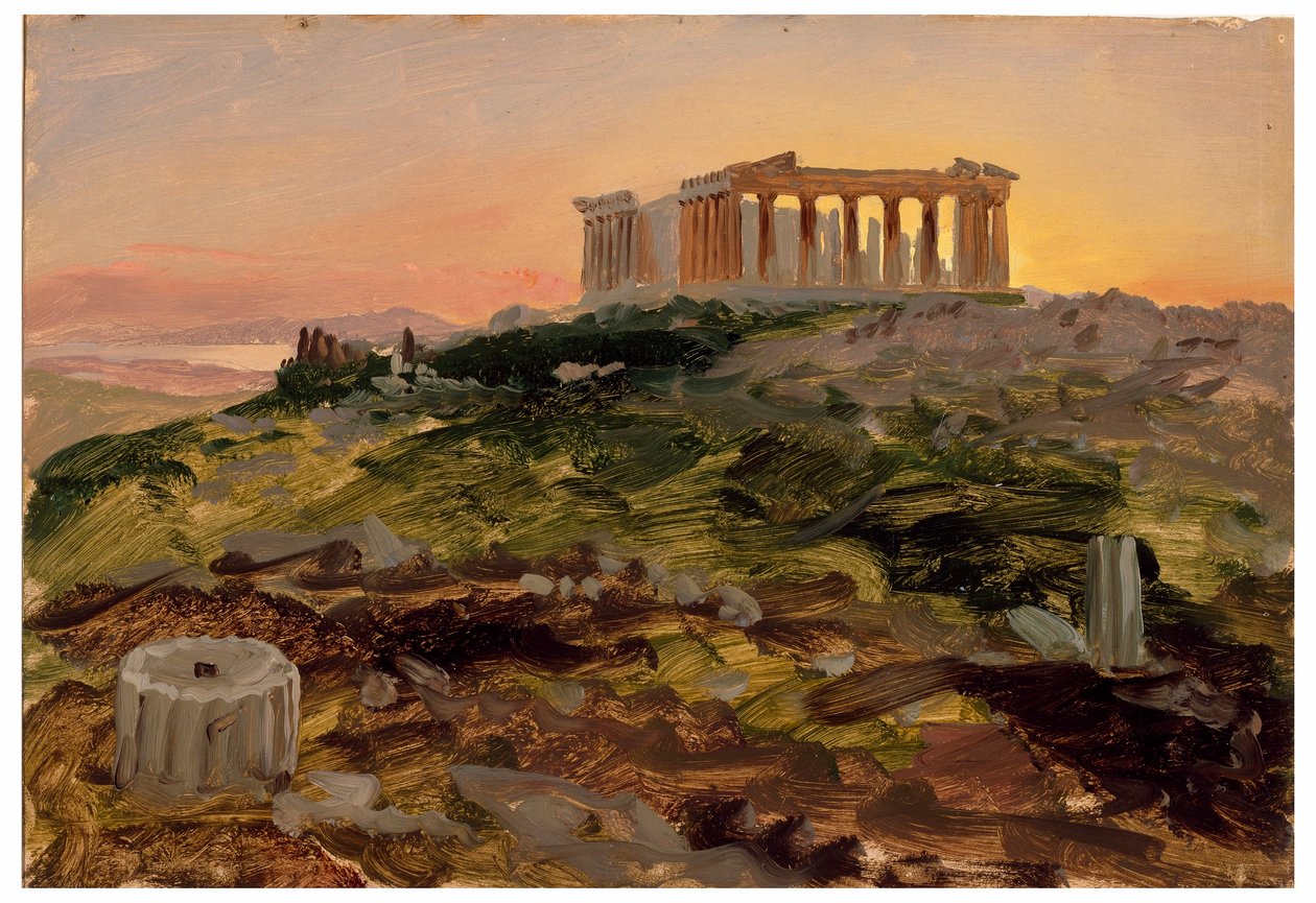 Desenho, O Pártenon visto do sudeste, abril de 1869 de Frederic Edwin Church