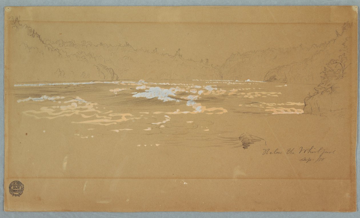 Desenho, O Rio "Abaixo do Redemoinho", setembro de 1858 de Frederic Edwin Church