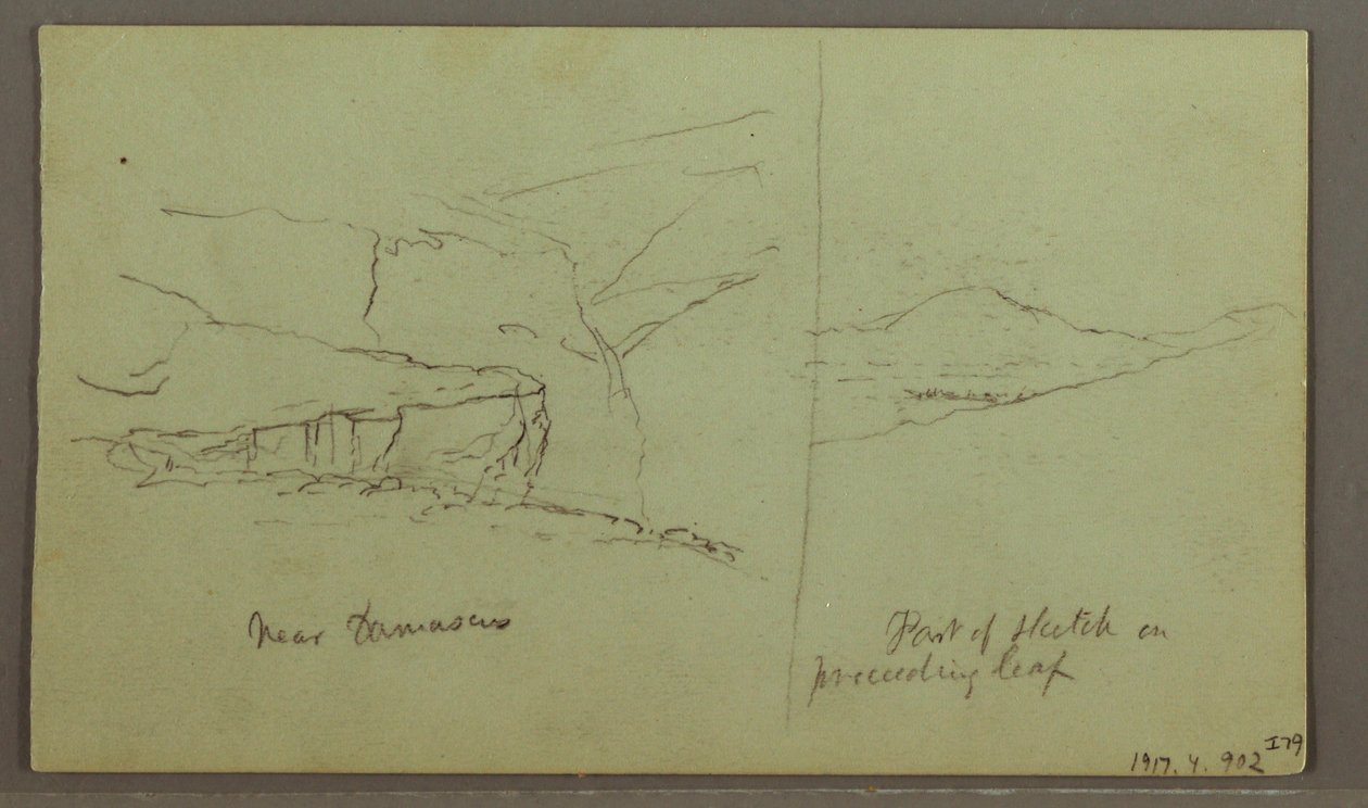 Desenho, Túmulo de uma colina, três minaretes, 1 de maio de 1868 de Frederic Edwin Church