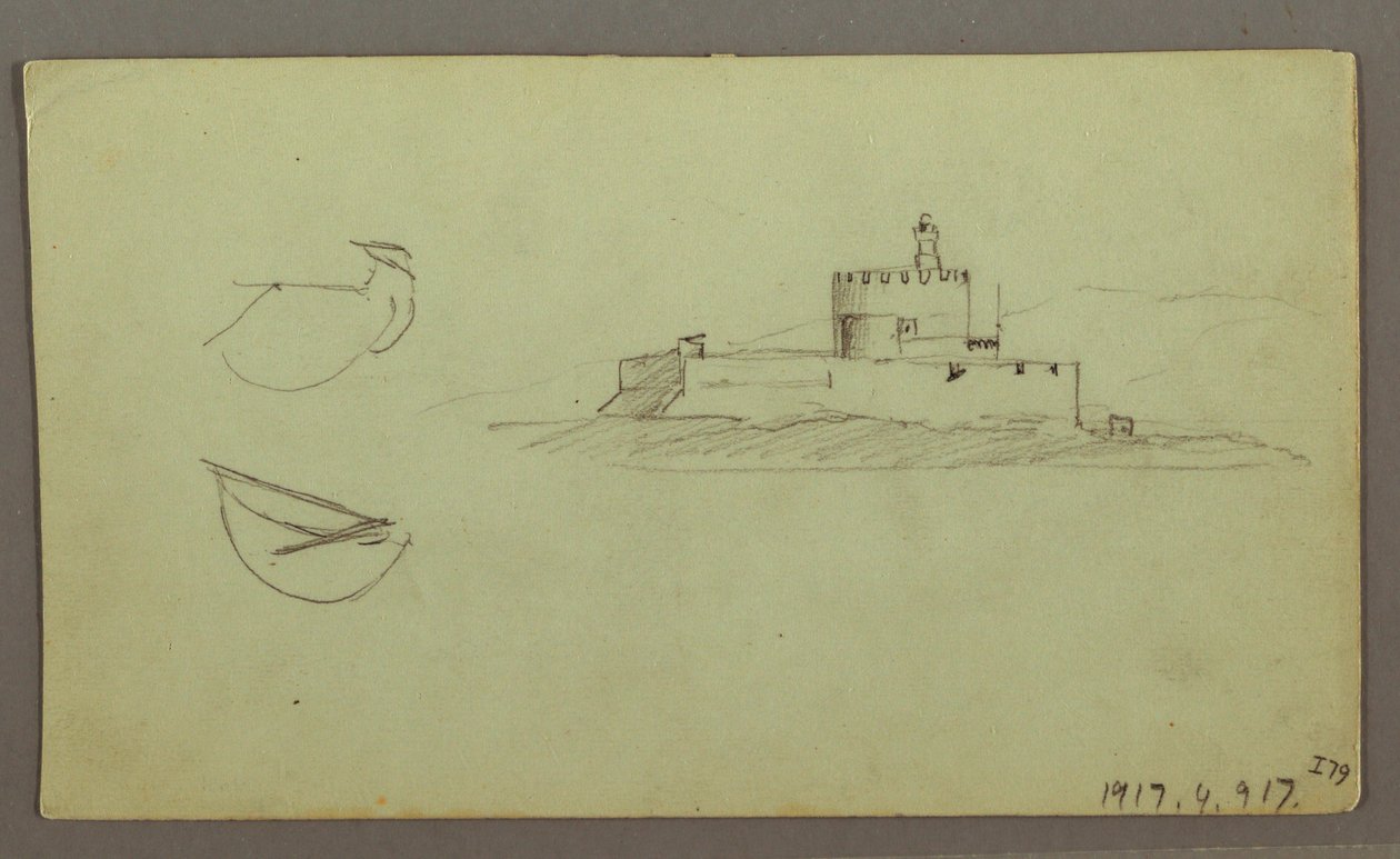 Desenho, Cidade junto à costa, cadeia de montanhas atrás, 27 de maio de 1868 de Frederic Edwin Church