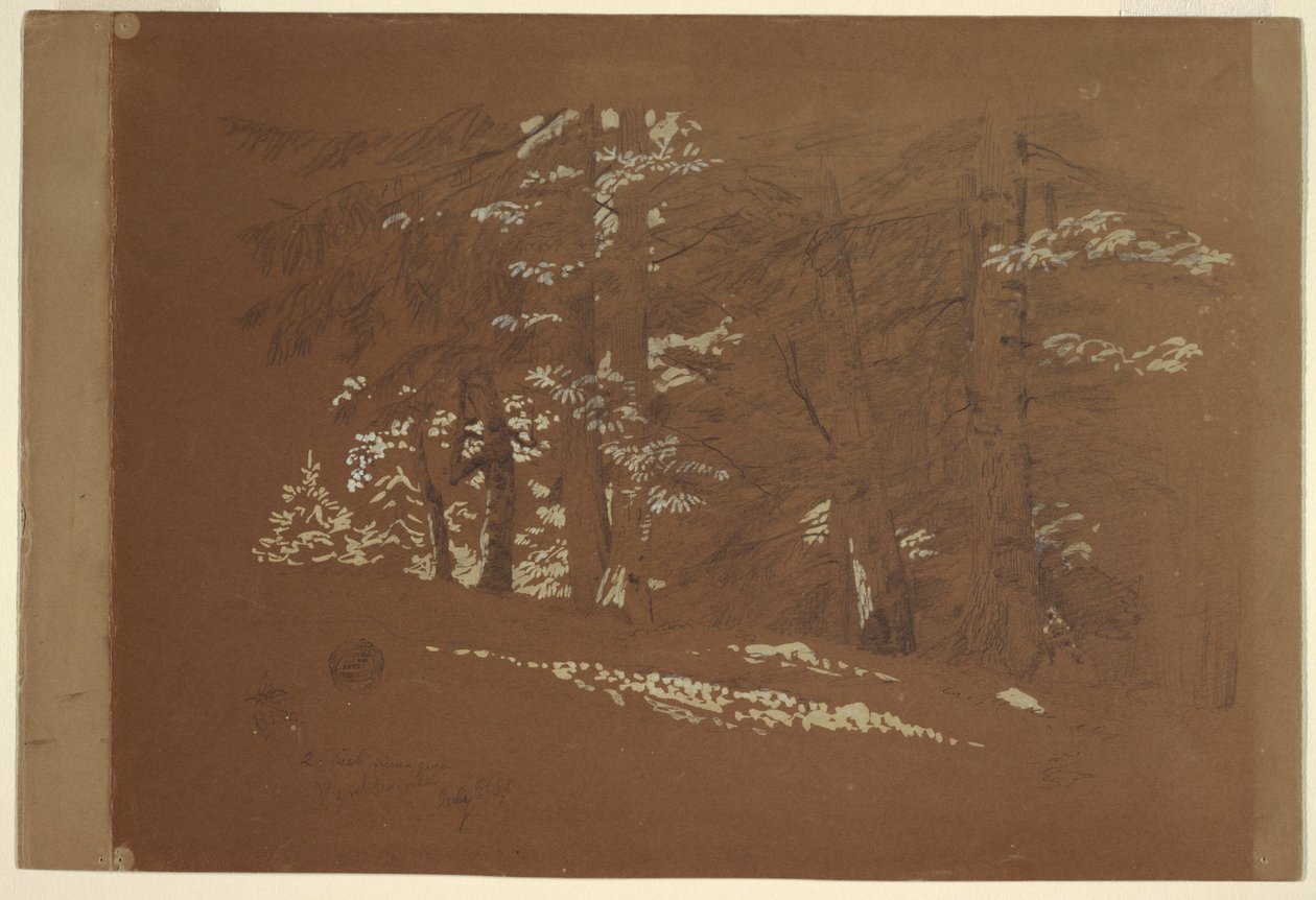 Desenho, Árvores, Berchtesgaden, Baviera, 1868 de Frederic Edwin Church
