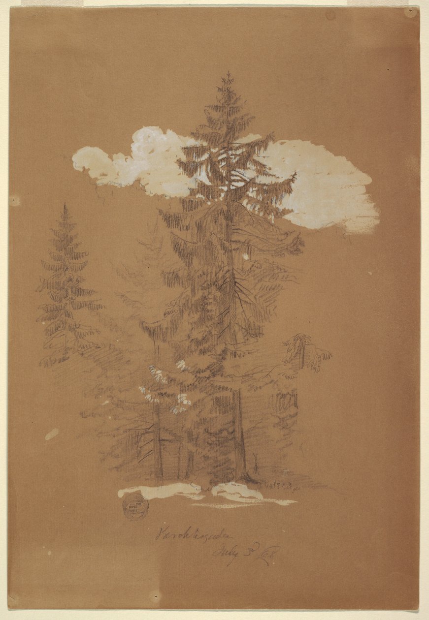 Desenho, Árvores, Berchtesgaden, Baviera, 3 de julho de 1868 de Frederic Edwin Church
