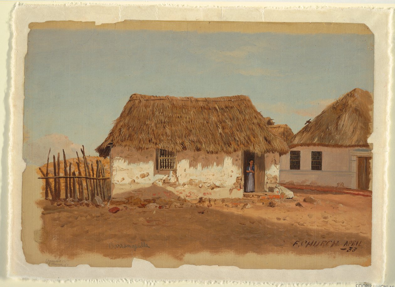 Desenho, Duas casas em Barranquilla, Colômbia, abril de 1853 de Frederic Edwin Church