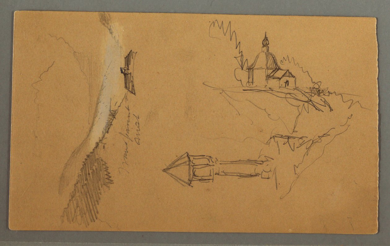 Desenho, Vale, Torre, Igreja, possivelmente 1868 de Frederic Edwin Church