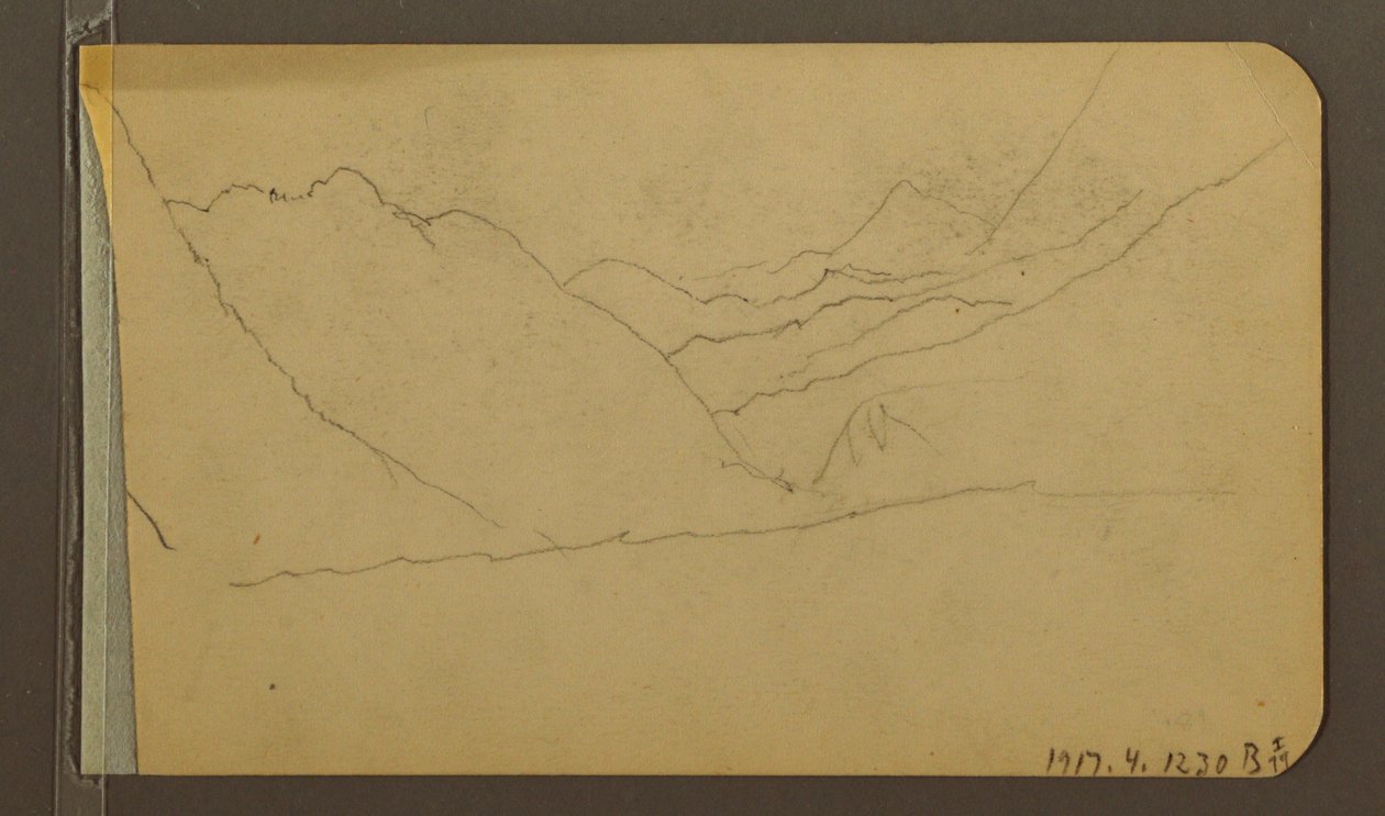Desenho, Vale; Verso: Pico da Montanha, 1889 de Frederic Edwin Church