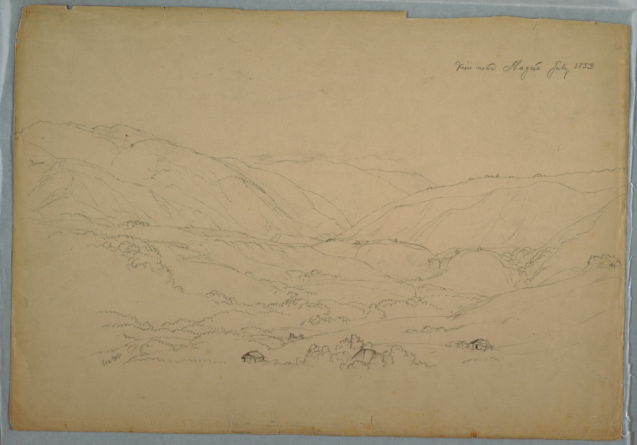 Desenho, Vale perto de Ibagué, Colômbia, julho de 1853 de Frederic Edwin Church