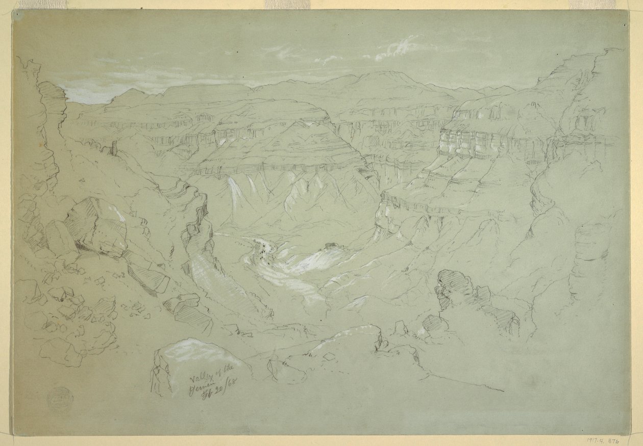 Desenho, Vale de El Yemen, 20 de fevereiro de 1868 de Frederic Edwin Church