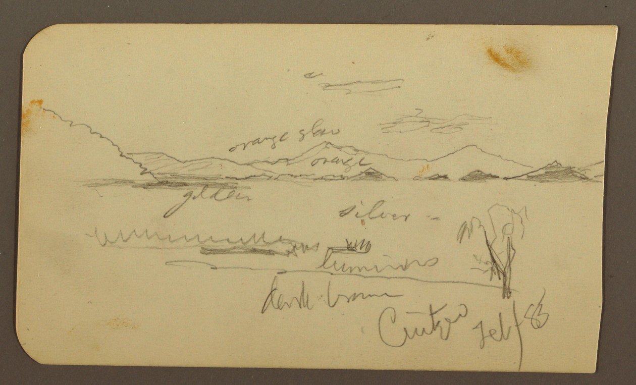 Desenho, Vista perto da margem do lago, Cuitzeo; Verso: vista perto do lago Ahore, Cuitzeo, fevereiro de 1885 de Frederic Edwin Church