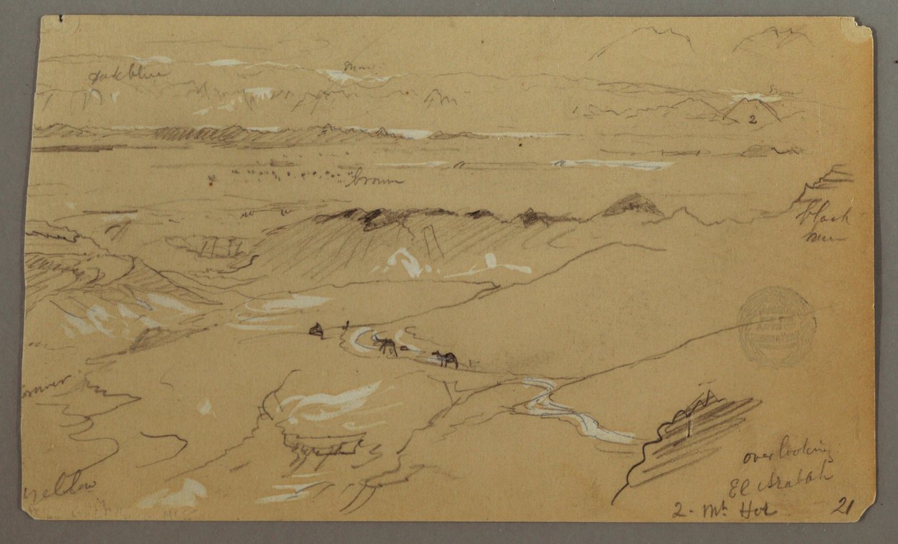 Desenho, Vista de Wady el-Arabah, 20 de fevereiro de 1868 de Frederic Edwin Church