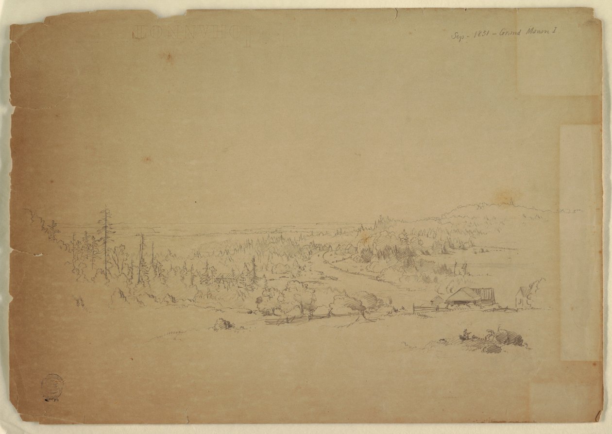 Desenho, Vista da ilha de Grand Manan, Canadá, para o mar, setembro de 1851 de Frederic Edwin Church