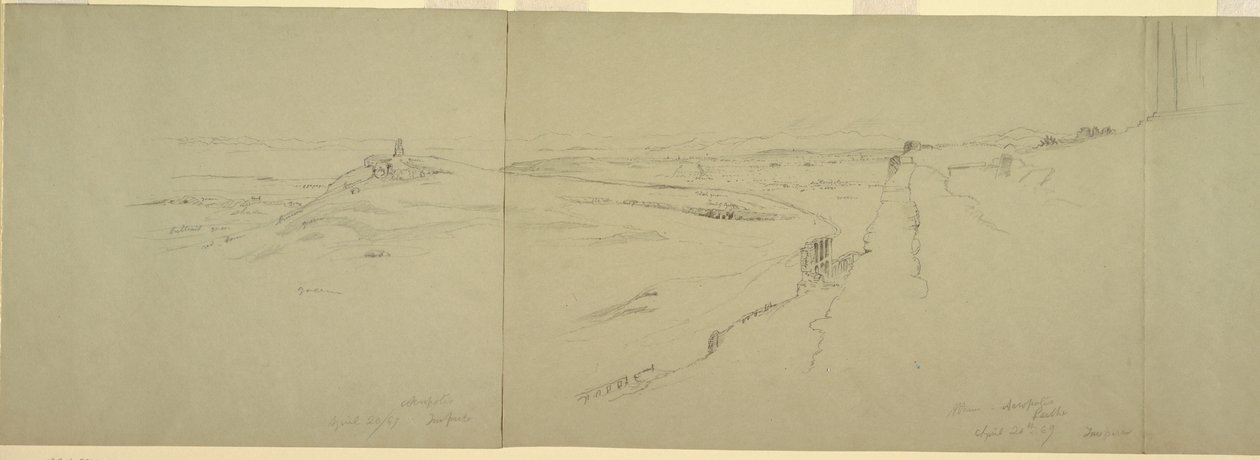 Desenho, Vista da Acrópole, 1869 de Frederic Edwin Church