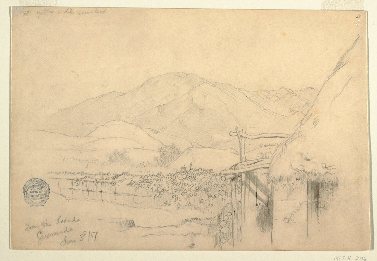 Desenho, Vista da Pousada em Guaranda, Equador, 3 de junho de 1857 de Frederic Edwin Church