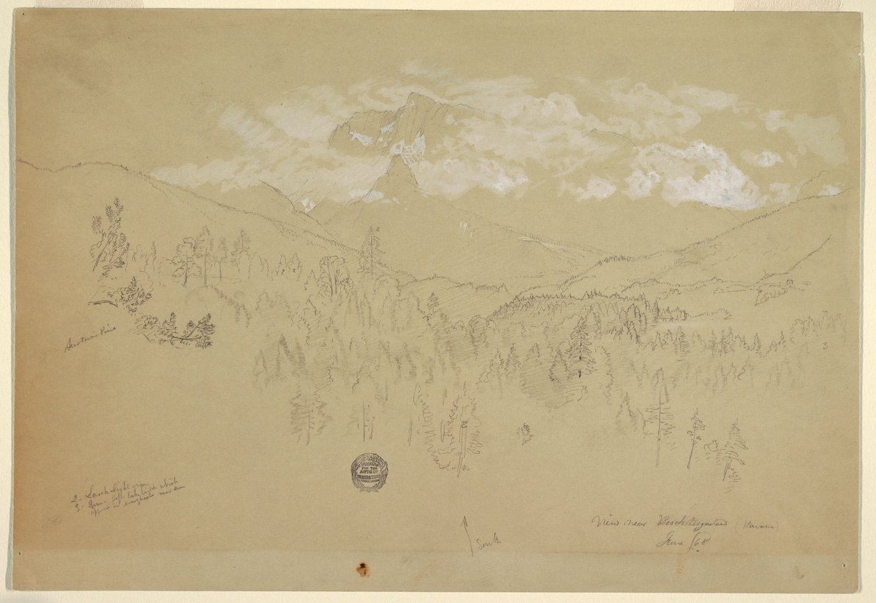 Desenho, Vista perto de Berchtesgaden, Baviera, junho de 1868 de Frederic Edwin Church