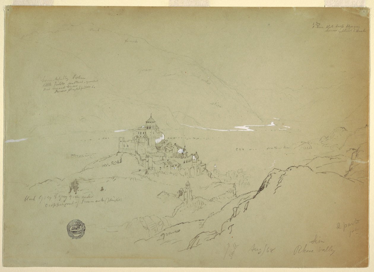 Desenho, Vista de Sien no Vale do Ródano, agosto de 1868 de Frederic Edwin Church