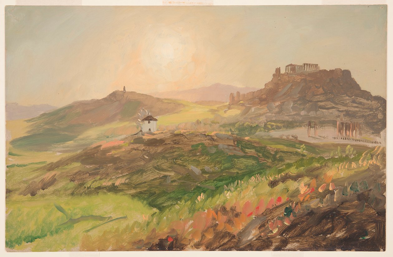 Desenho, Vista da Acrópole, Atenas, abril de 1869 de Frederic Edwin Church