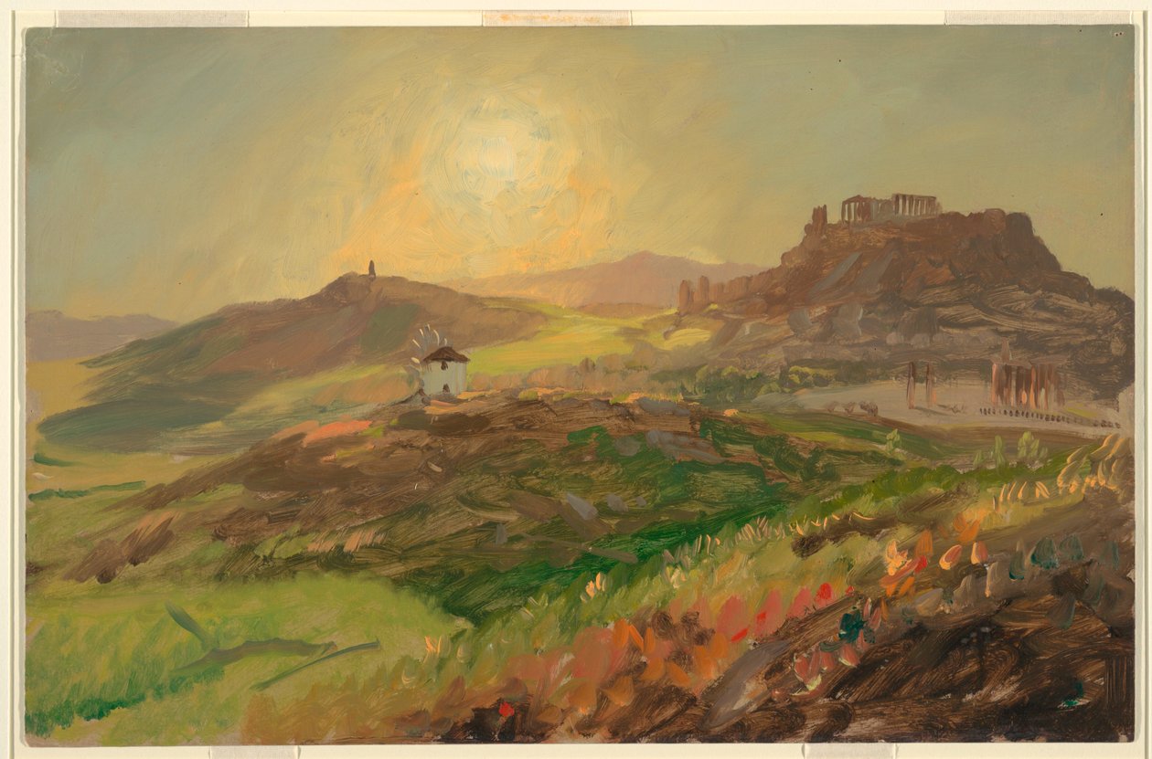 Desenho, Vista da Acrópole, Atenas, abril de 1869 de Frederic Edwin Church