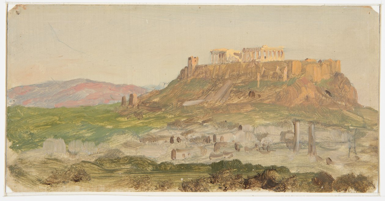 Desenho, Vista da Acrópole a partir do Sul, Atenas, abril de 1869 de Frederic Edwin Church