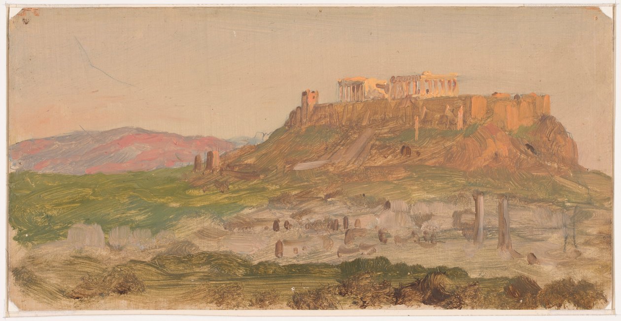 Desenho, Vista da Acrópole a partir do Sul, Atenas, abril de 1869 de Frederic Edwin Church