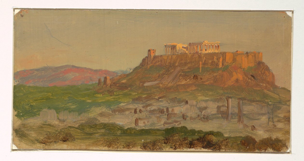 Desenho, Vista da Acrópole a partir do Sul, Atenas, abril de 1869 de Frederic Edwin Church