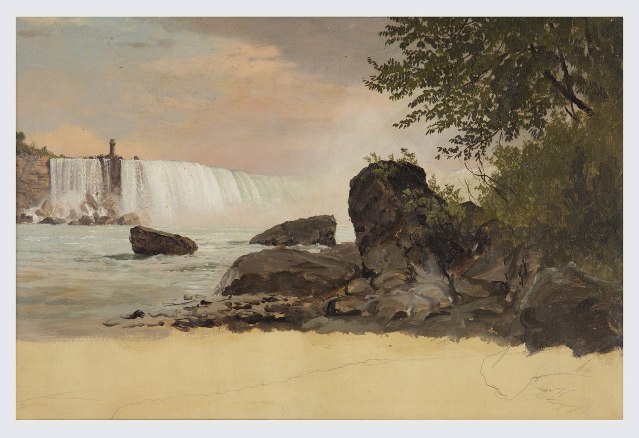 Desenho, Vista das cataratas do Canadá e da ilha das cabras, setembro ou outubro de 1856 de Frederic Edwin Church