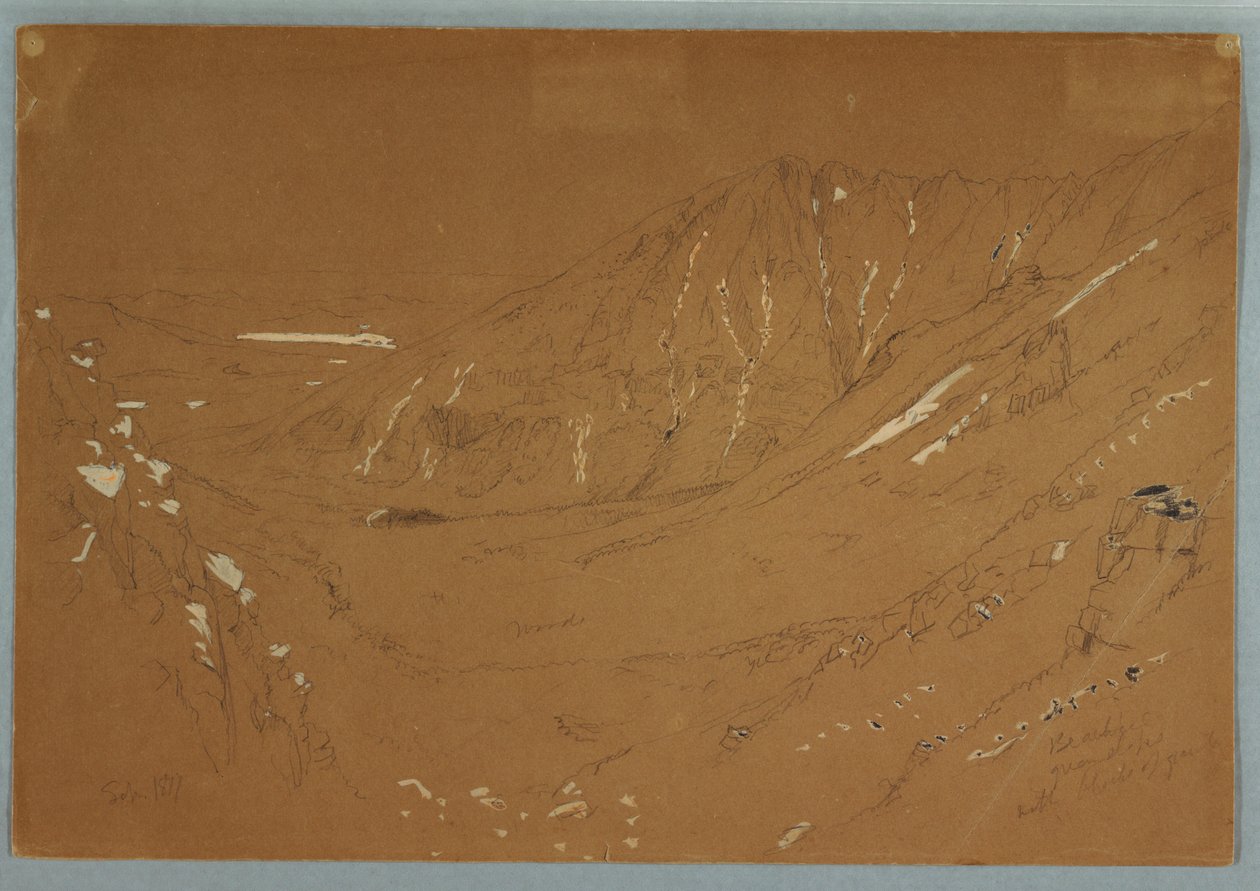 Desenho, Vista para a Grande Bacia, Monte Katahdin, setembro de 1877 de Frederic Edwin Church