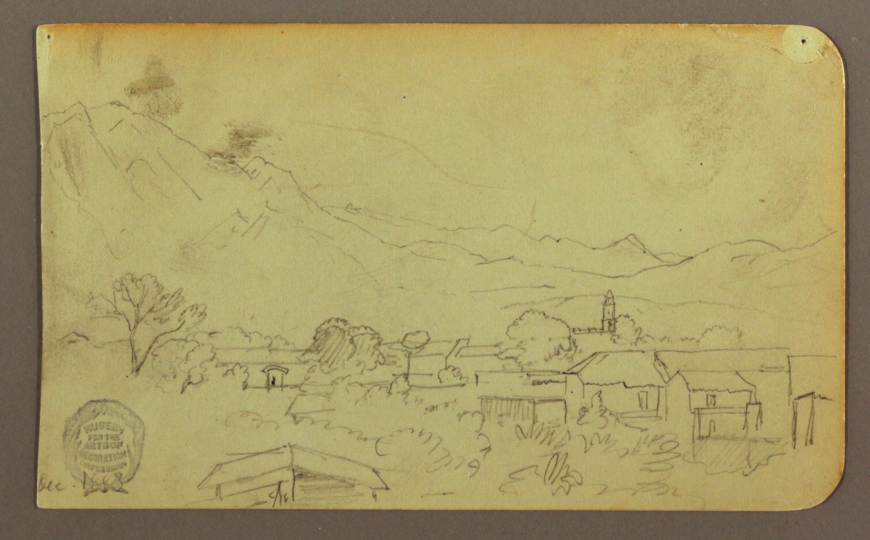 Desenho, Aldeia; Verso: Topo da colina, dezembro de 1883 de Frederic Edwin Church