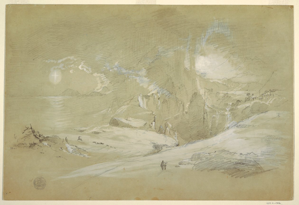 Desenho, Visão da Cruz, Paisagem com um Fenómeno, setembro de 1868 de Frederic Edwin Church