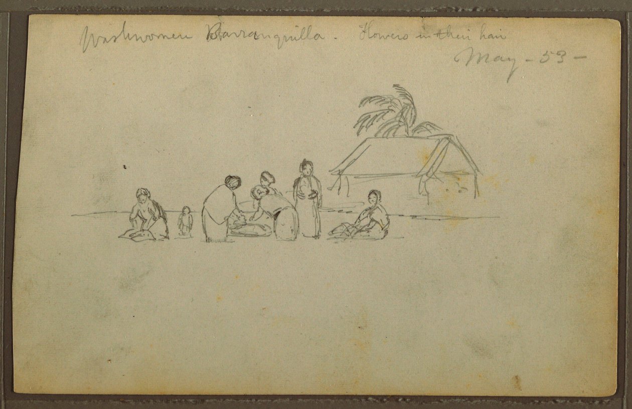 Desenho, Lavadeira em Barranquilla, Colômbia, maio de 1853 de Frederic Edwin Church