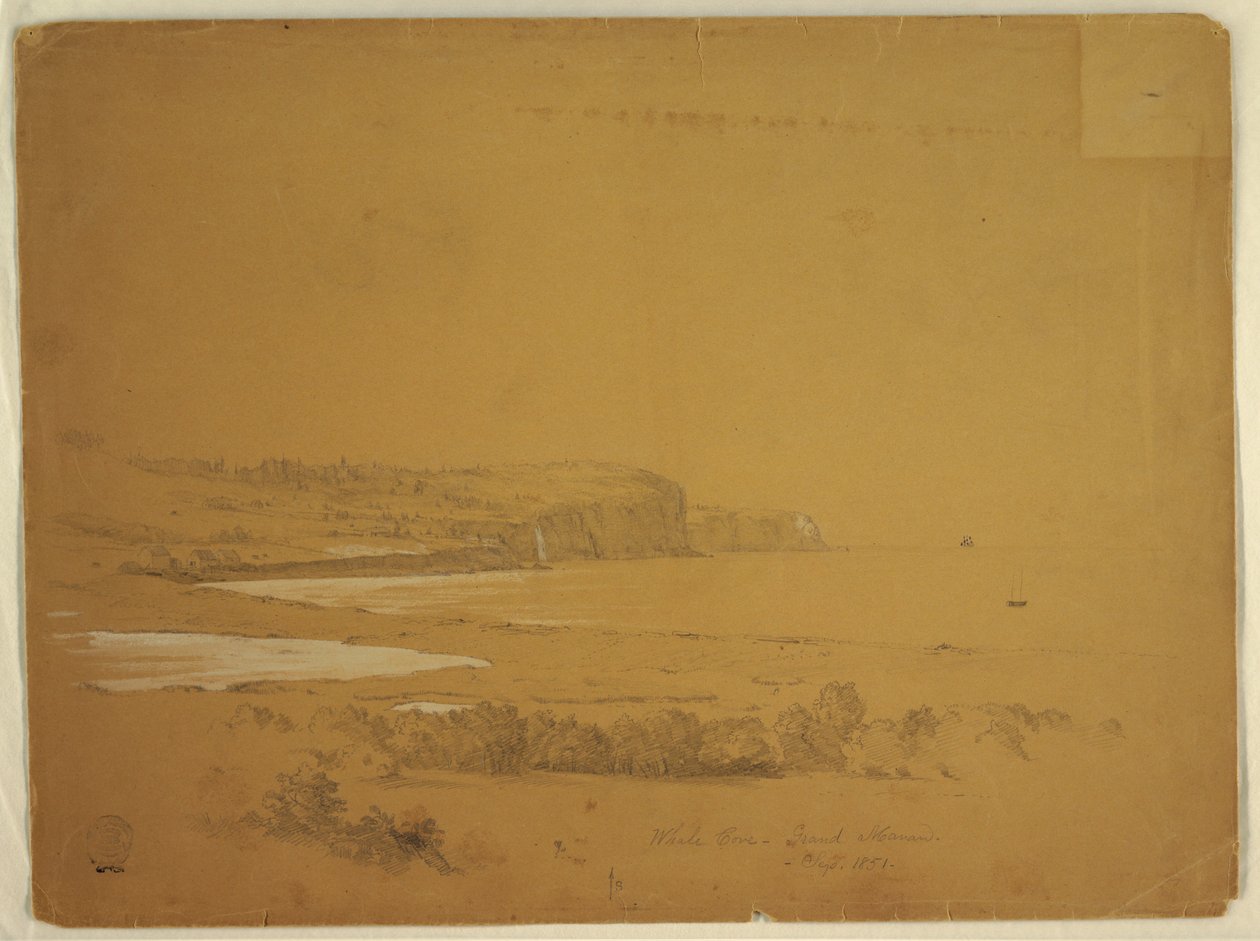 Desenho, Whale Cove, Ilha de Grand Manan, Canadá, setembro de 1851 de Frederic Edwin Church