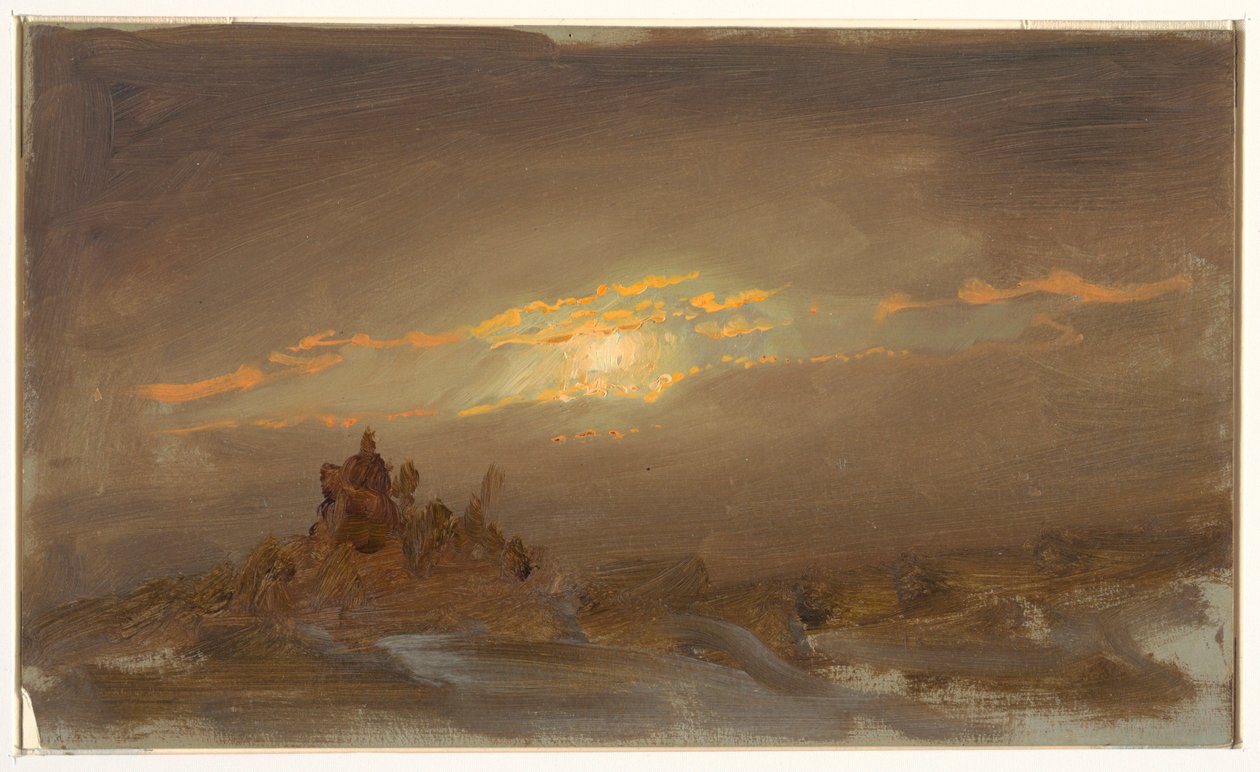 Desenho, Paisagem de inverno ao Luar, ca. 1870 de Frederic Edwin Church