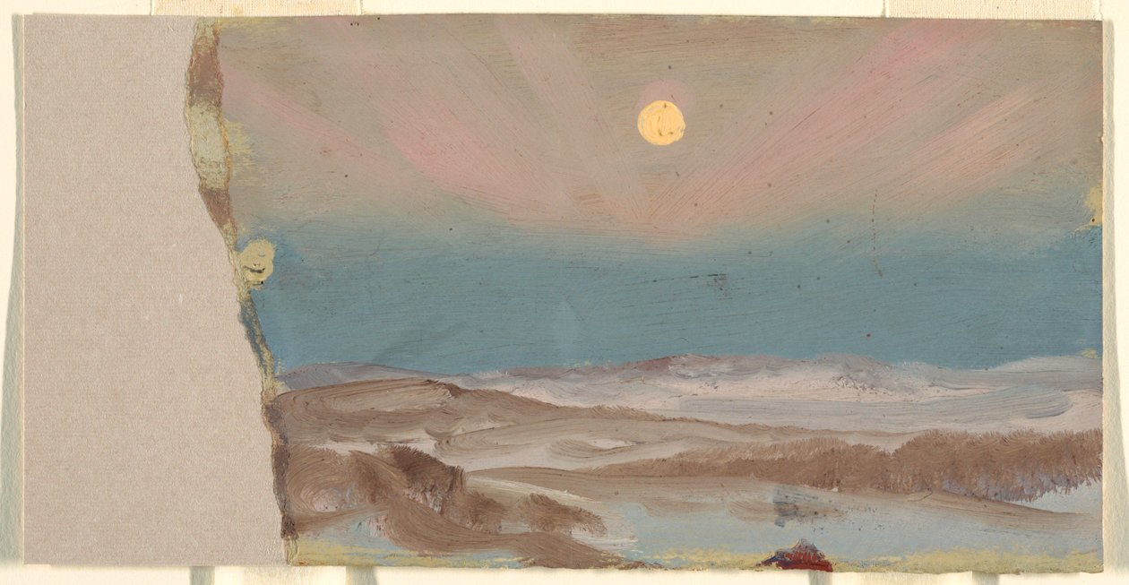 Desenho, Paisagem de inverno com Lua Cheia, 1870-80 de Frederic Edwin Church
