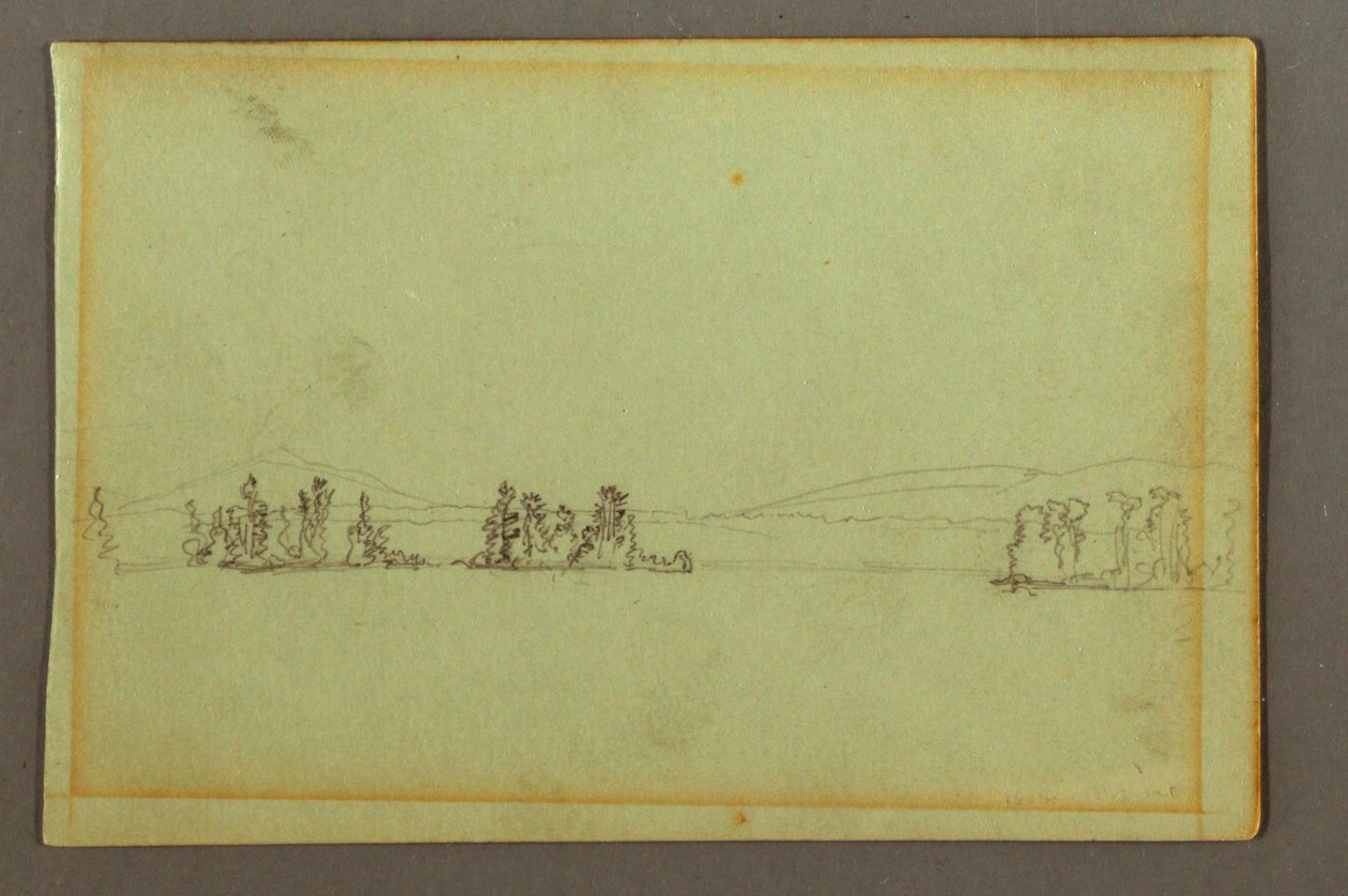 Desenho, Ilhas arborizadas, costa montanhosa, possivelmente 1856 de Frederic Edwin Church