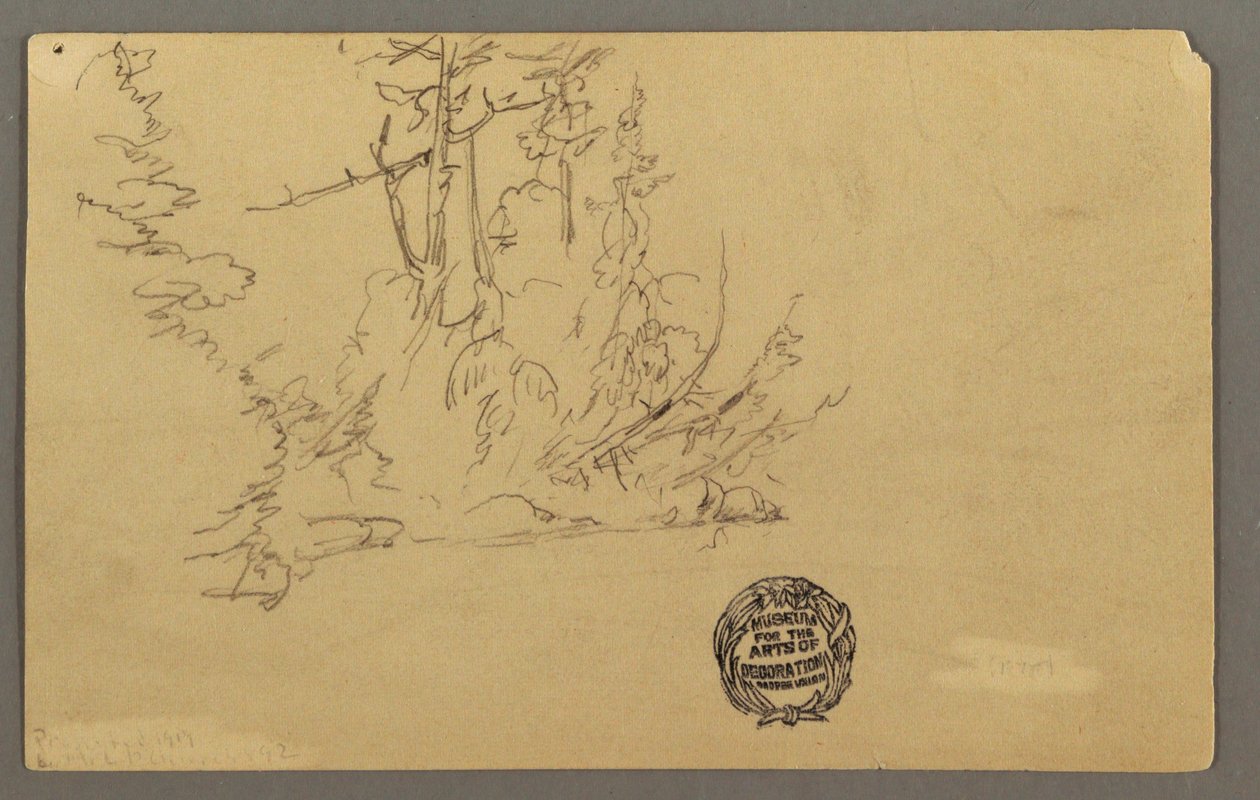 Desenho, Banco arborizado, possivelmente 1877 de Frederic Edwin Church