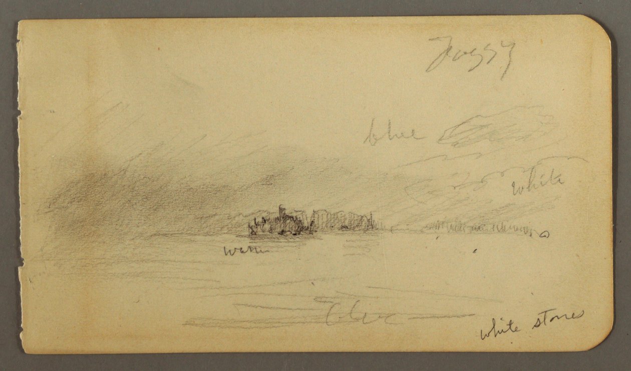 Desenho, Costa arborizada no nevoeiro, possivelmente 1878 de Frederic Edwin Church