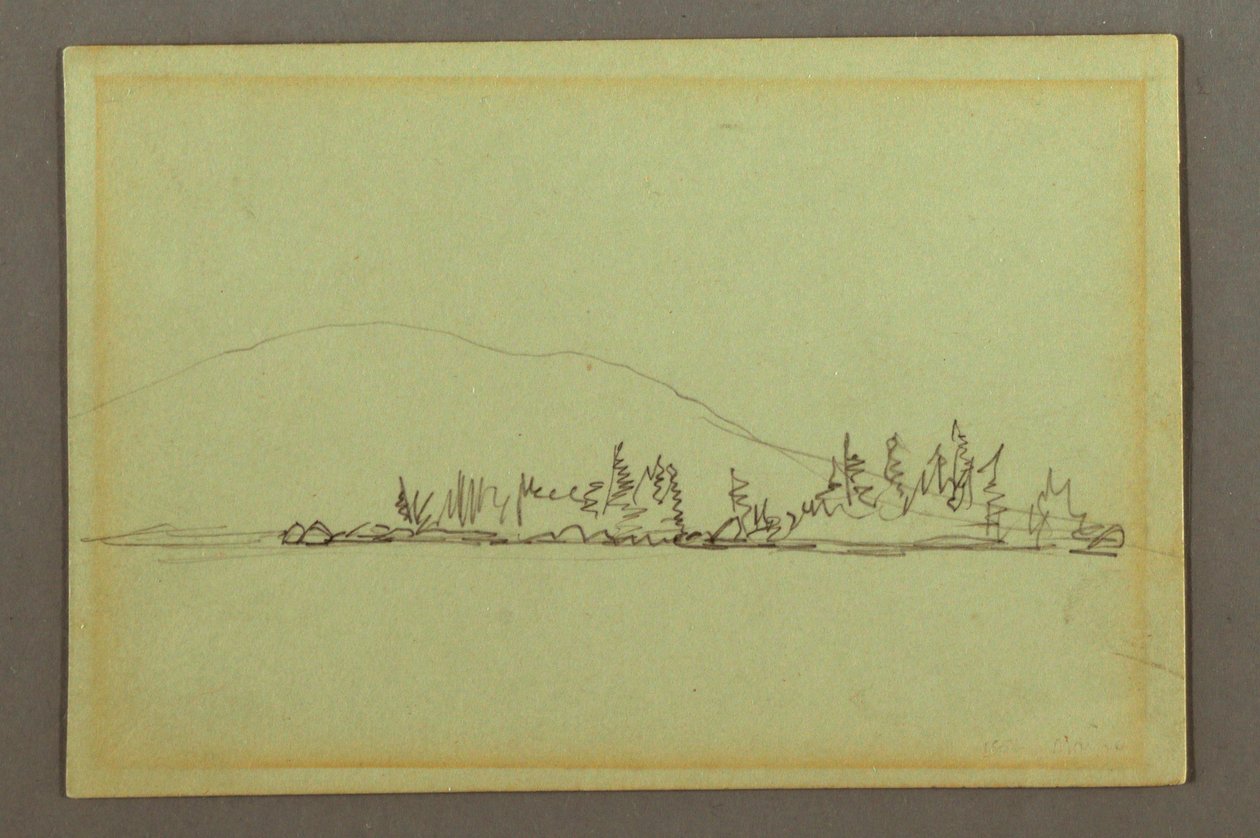 Desenho, Costa arborizada, montanha, possivelmente 1856 de Frederic Edwin Church