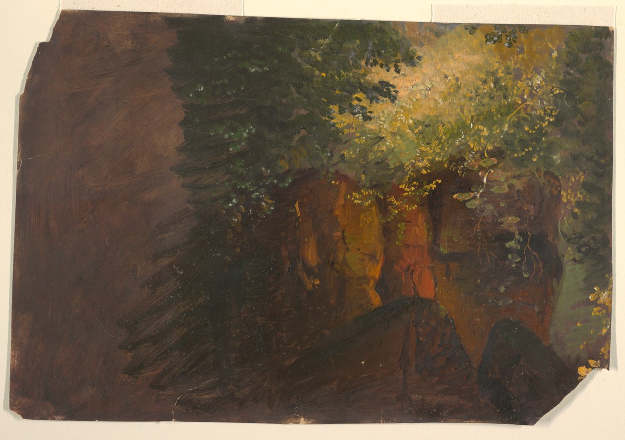 Desenho, Cena de floresta com rochas, 1860-70 de Frederic Edwin Church