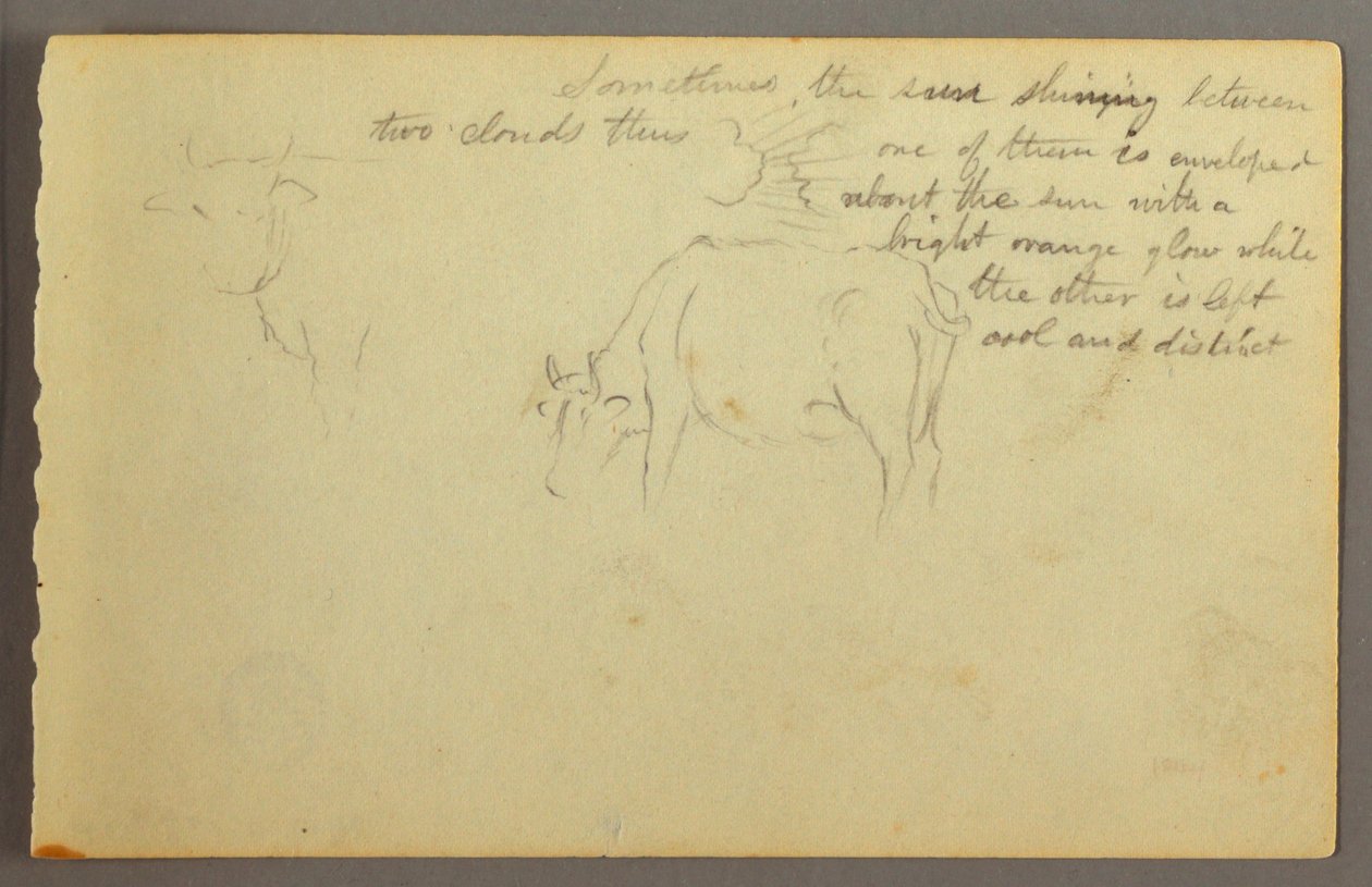 Desenho, raios entre nuvens, touros, possivelmente 1877 de Frederic Edwin Church