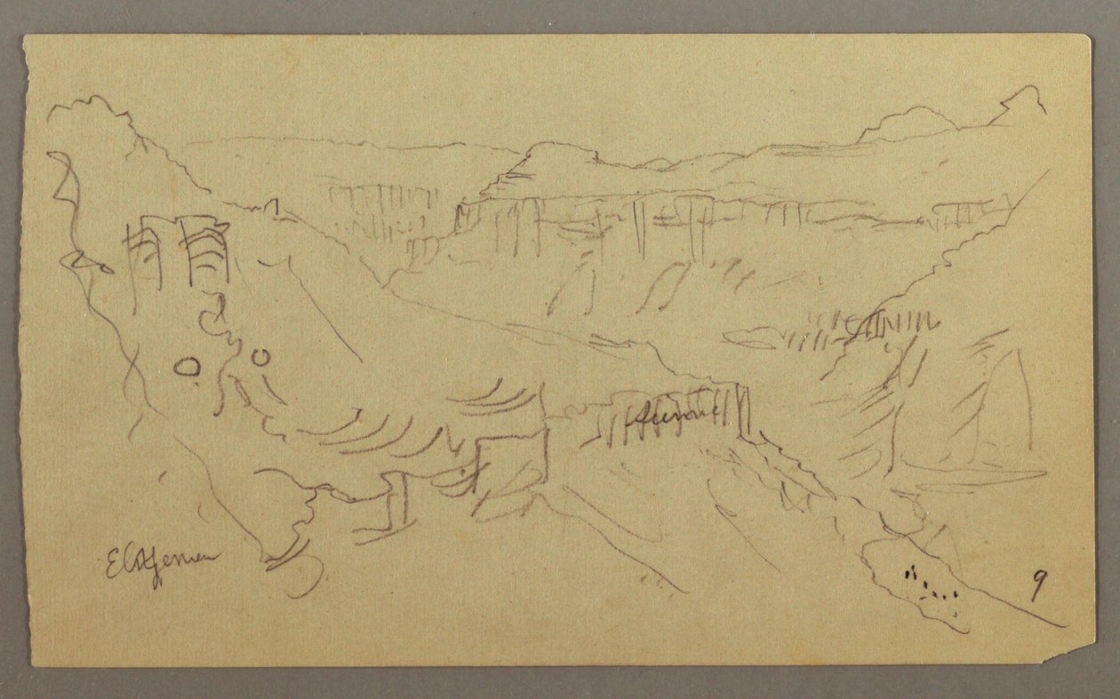 El Yemen Valley, Arábia: Vista do Winding Valley com uma caravana de Frederic Edwin Church