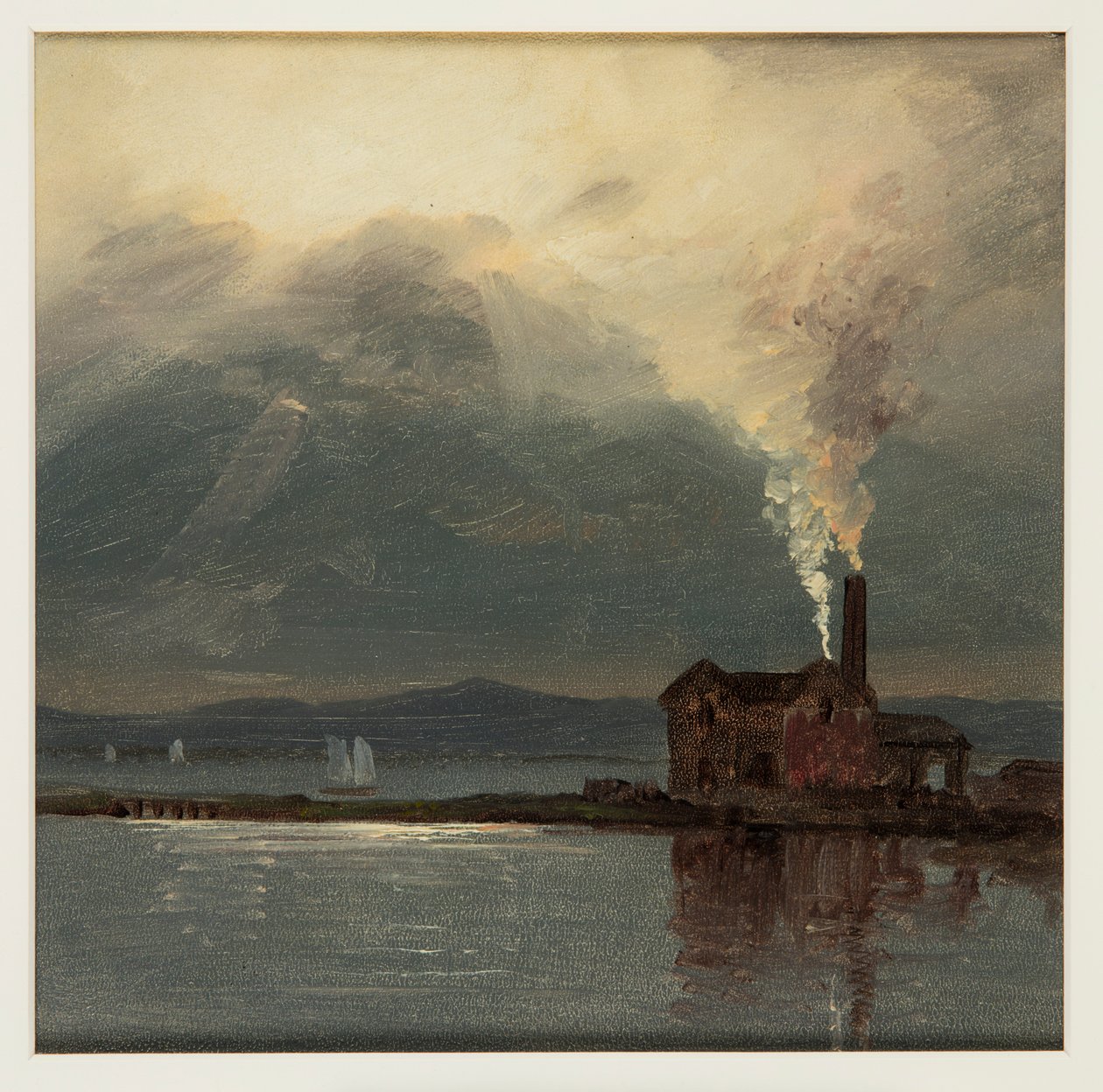 Rio Hudson com Factory by Moonlight de Frederic Edwin Church