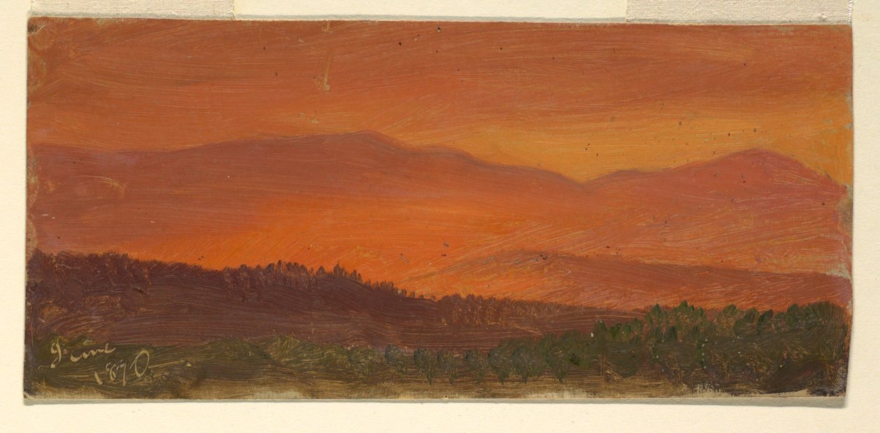 Hudson Valley e montanhas distantes ao pôr do sol de Frederic Edwin Church