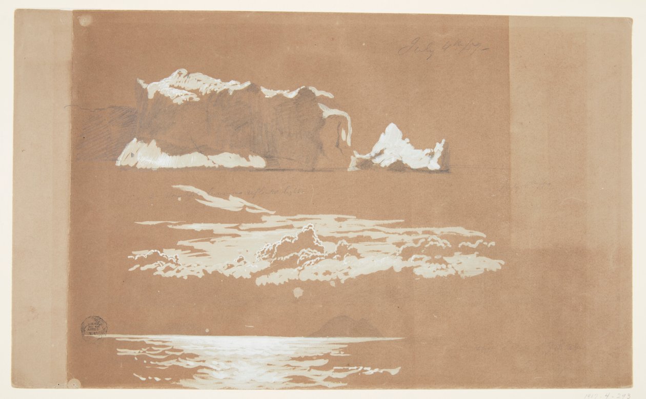 Icebergs perto de Cape St. John e Gull Island, Newfoundland de Frederic Edwin Church