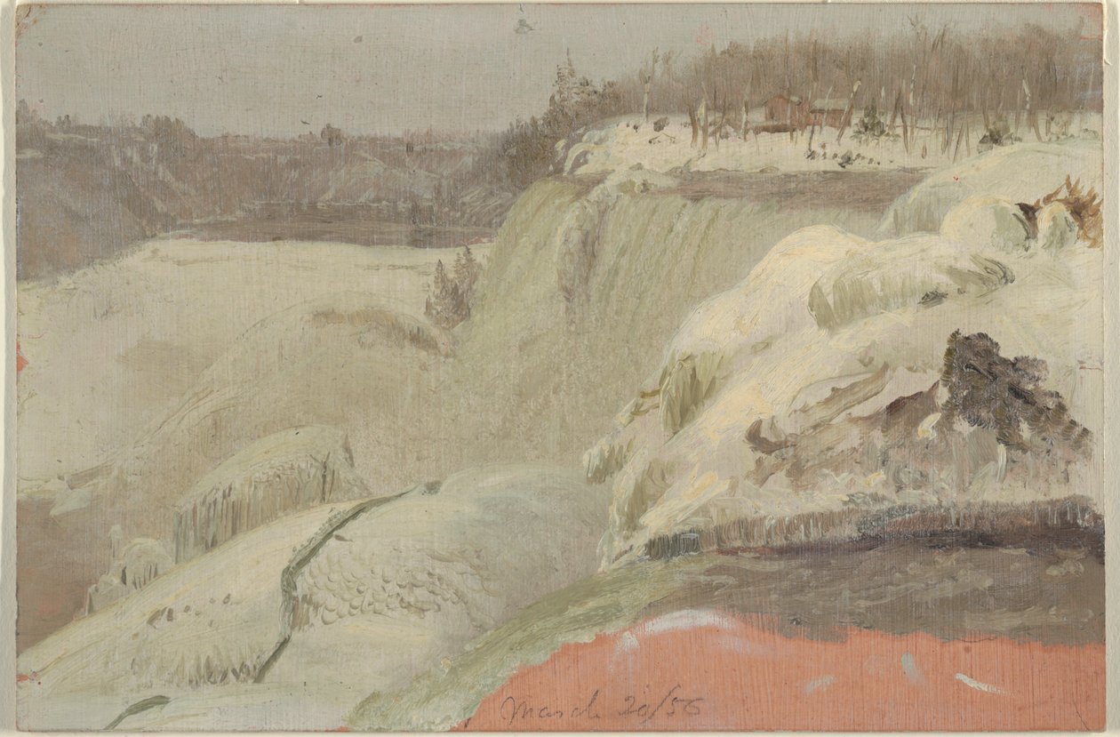 Cataratas do Niágara na neve, vistas da Ilha Goat de Frederic Edwin Church