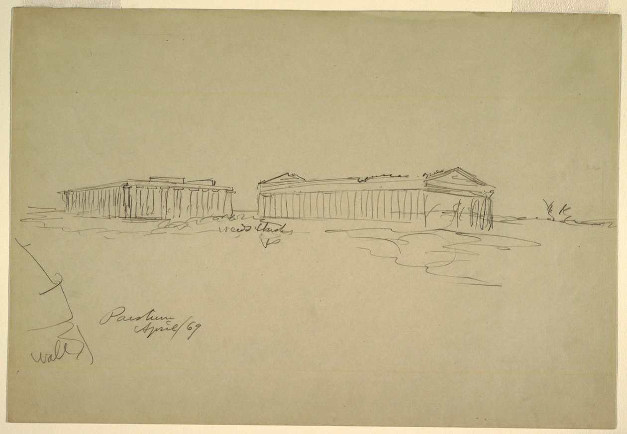 Esboços, Paestum, sul da Itália de Frederic Edwin Church