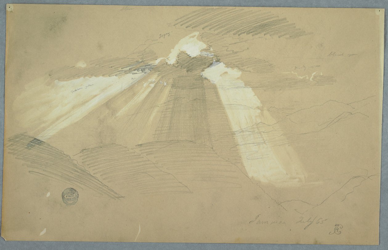 Sol brilhando através das nuvens, Jamaica de Frederic Edwin Church